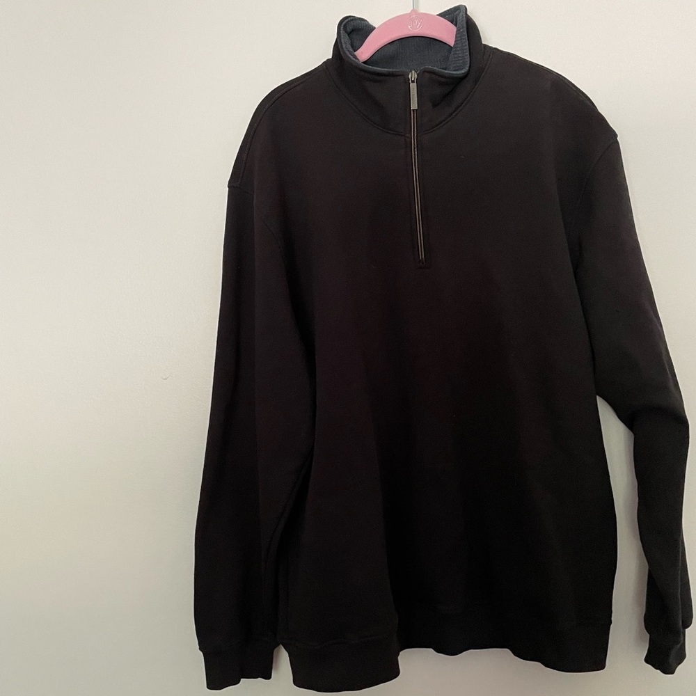 Van Heusen mock neck long sleeve quarter zip pullover sweatshirt XL Black
